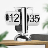 Olmecs Retro Vintage Flip Desk Clock Home Décor Ideal for Home Office-silver